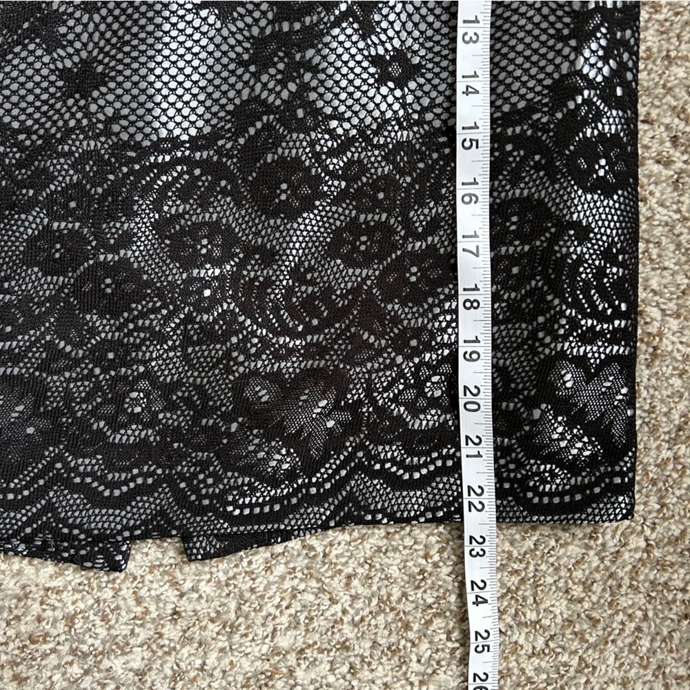 🦋The Limited Black Silver Lace A-Line Mini Pencil Skirt Size 8 Formal Party NYE - Picture 8 of 8
